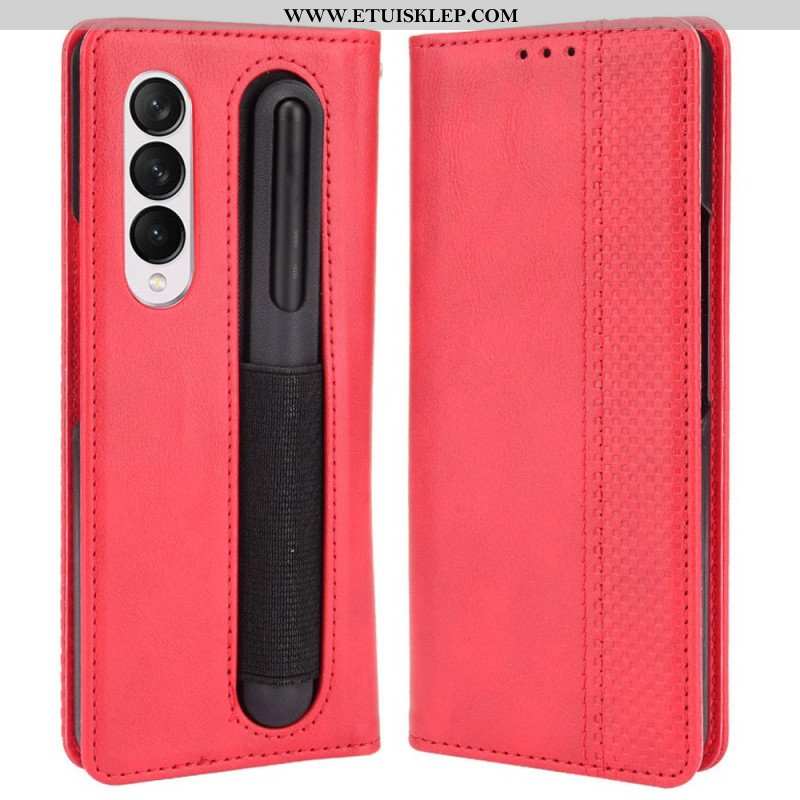 Etui Na Telefon do Samsung Galaxy Z Fold 4 Etui Folio Przechowywanie Długopisów W Stylu Retro